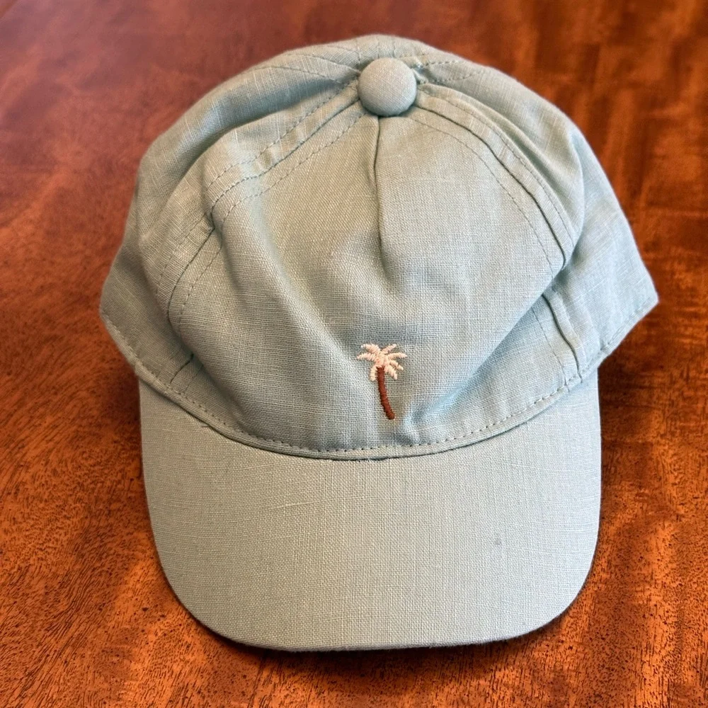 JANIE and JACK BABY EMBROIDERED PALM LINEN-COTTON CAP